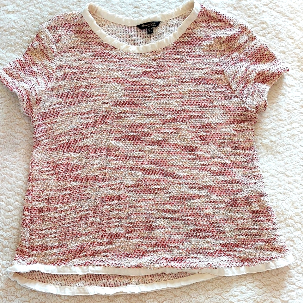 ❤️‍🔥 Massimo Dutti  Red and White Knit Top
